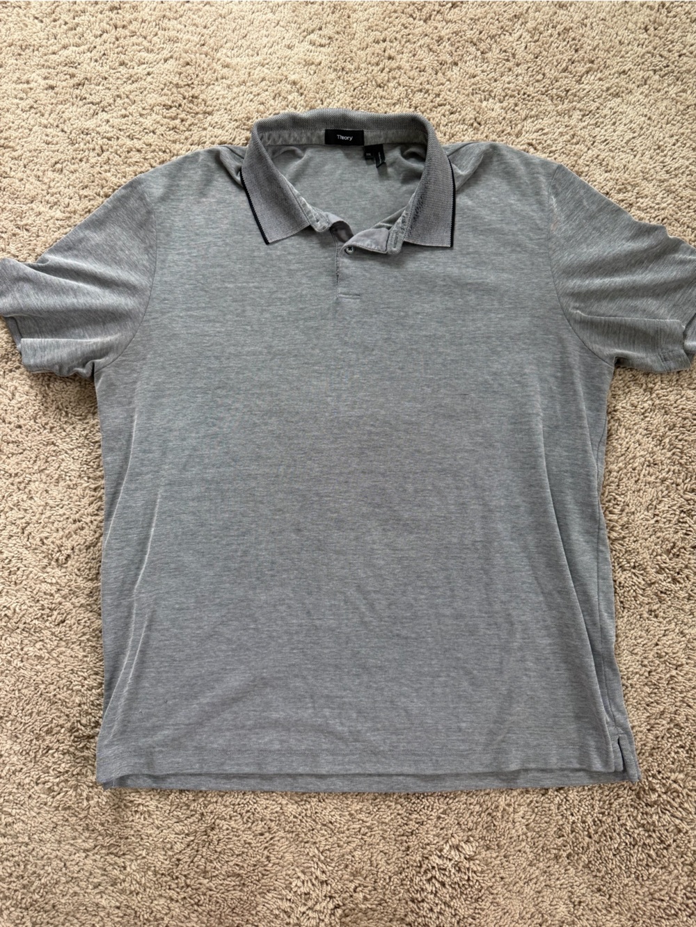 Theory Gray Knit Polo Shirt Men’s XXL Minimalist ShortSleeve Casual Luxury Basic